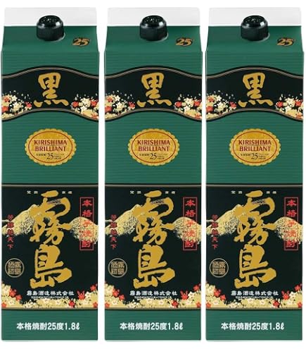 Amazon.co.jp: 【霧島酒造】黒霧島 パック 25度1800ml 12本【2